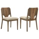 The appearance of Crestmore Dining Chair Upholstered Seat Set of 2 In Walnut and Beige designed by Coaster in the transitional interior design. This walnut and beige piece of furniture was selected by 1StopBedrooms from Crestmore Collection to add a touch of cosiness and style into your home. Sku: 108572. Material: Polyester.