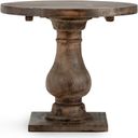 The appearance of Biltmore Round End Table In Aged Brown designed by Classic Home in the transitional interior design. This aged brown piece of furniture  was selected by 1StopBedrooms from Biltmore Collection to add a touch of cosiness and style into your home. Sku: 51030199. Material: Reclaimed Pine Wood.