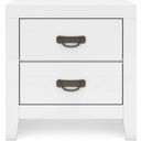 The appearance of Binterglen Nightstand In White designed by Signature Design by Ashley in the transitional interior design. This white piece of furniture  was selected by 1StopBedrooms from Binterglen Collection to add a touch of cosiness and style into your home. Sku: B427-92. Material: Wood.