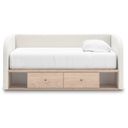 The appearance of Birkmore Twin Upholstered Day Bed with Storage In Tan and White designed by Signature Design by Ashley in the transitional interior design. This tan/white piece of furniture was selected by 1StopBedrooms from Birkmore Collection to add a touch of cosiness and style into your home. Sku: NCB1566-180;NCB1566-181;NCB1566-50. Bed Type: Daybed. Bed Size: Twin.