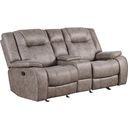 The appearance of Blake Reclining Console Loveseat In Taupe designed by Parker House in the transitional interior design. This taupe piece of furniture was selected by 1StopBedrooms from Blake Collection to add a touch of cosiness and style into your home. Sku: MBLA#822C-DTAU. Material: Polyester.