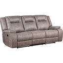 The appearance of Blake Reclining Sofa In Taupe designed by Parker House in the transitional interior design. This taupe piece of furniture was selected by 1StopBedrooms from Blake Collection to add a touch of cosiness and style into your home. Sku: MBLA#832-DTAU. Material: Polyester.