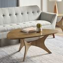 The appearance of Blaze Triangle Wood Coffee Table In Light Brown designed by Olliix in the transitional interior design. This light brown piece of furniture was selected by 1StopBedrooms from Blaze Collection to add a touch of cosiness and style into your home. Sku: II120-0427. Material: MDF.