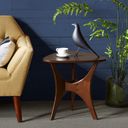 The appearance of Blaze Triangle Wood End Table In Brown designed by Olliix in the transitional interior design. This brown piece of furniture  was selected by 1StopBedrooms from Blaze Collection to add a touch of cosiness and style into your home. Sku: FPF17-0296. Material: Wood.