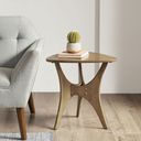 The appearance of Blaze Triangle Wood Side Table In Light Brown designed by Olliix in the transitional interior design. This light brown piece of furniture was selected by 1StopBedrooms from Blaze Collection to add a touch of cosiness and style into your home. Sku: II120-0428. Material: MDF.