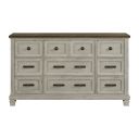 Bloomfield 9-Drawer Dresser In Medium Brown and Washed Stone