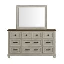 Bloomfield Dresser and Mirror Set In Medium Brown and Washed Stone