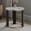 The appearance of Bogor Round End Table In Black/White/Gold designed by Furniture of America in the modern / contemporary interior design. This black/white/gold piece of furniture  was selected by 1StopBedrooms from Bogor Collection to add a touch of cosiness and style into your home. Sku: FM44007BK-ER. Material: Paper.