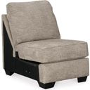 The appearance of Bovarian Armless Chair In Stone designed by Signature Design by Ashley in the transitional interior design. This stone piece of furniture  was selected by 1StopBedrooms from Bovarian Collection to add a touch of cosiness and style into your home. Sku: 5610346. Material: Fabric.