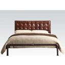 The appearance of Brancaster Vintage Brown Leather Queen Upholstered Metal Bed designed by ACME in the industrial interior design. This brown piece of furniture was selected by 1StopBedrooms from Brancaster Collection to add a touch of cosiness and style into your home. Sku: 26210Q-HB;26211Q-FB;26212Q-SL. Material: Leather. Bed Size: Queen. Bed Type: Metal Bed.