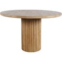 The appearance of Breck 48 Inch Round Fluted Pedestal Dining Table In Brown designed by Jofran in the transitional interior design. This brown piece of furniture was selected by 1StopBedrooms from Breck Collection to add a touch of cosiness and style into your home. Sku: 2381-48B;2381-48T. Table Top Shape: Round. Size: 48". Material: Mango.