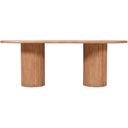 The appearance of Breck 84 Inch Fluted Double Pedestal Dining Table In Brown designed by Jofran in the transitional interior design. This brown piece of furniture was selected by 1StopBedrooms from Breck Collection to add a touch of cosiness and style into your home. Sku: 2381-84T;2381-84B;2381-84B. Table Top Shape: Oval. Size: 42" x 84". Material: Mango.