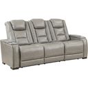 The appearance of Breckenridge II Sofa with Power Footrest and Headrest In Light Gray designed by New Classic in the modern / contemporary interior design. This light gray piece of furniture was selected by 1StopBedrooms from Breckenridge Collection to add a touch of cosiness and style into your home. Sku: L3183A-30P2-LGY. Material: Leather.