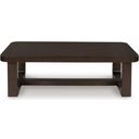 The appearance of Breckington Coffee Table In Dark Brown designed by Signature Design by Ashley in the modern / contemporary interior design. This dark brown piece of furniture  was selected by 1StopBedrooms from Breckington Collection to add a touch of cosiness and style into your home. Sku: T856-1. Material: Wood.