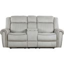 The appearance of Brennen Power Double Reclining Love Seat with Center Console In Gray designed by Homelegance in the traditional interior design. This gray piece of furniture  was selected by 1StopBedrooms from Brennen Collection to add a touch of cosiness and style into your home. Sku: 9204MT-2PW. Material: Microfiber.