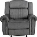 The appearance of Brennen Reclining Chair In Grey designed by Homelegance in the modern / contemporary interior design. This charcoal piece of furniture was selected by 1StopBedrooms from Brennen Collection to add a touch of cosiness and style into your home. Sku: 9204CC-1. Material: Textured.