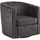 The appearance of Brentlow Distressed Black Accent Chair designed by Signature Design by Ashley in the transitional interior design. This distressed black piece of furniture  was selected by 1StopBedrooms from Brentlow Collection to add a touch of cosiness and style into your home. Sku: A3000202. Material: Leather.