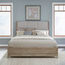 The appearance of Brentwood Queen Upholstered Bed In Sandstone designed by Liberty in the modern / contemporary interior design. This sandstone piece of furniture  was selected by 1StopBedrooms from Brentwood Collection to add a touch of cosiness and style into your home. Sku: 789-BR13HU;789-BR14;789-BR90. Bed Size: Queen. Material: Solid Rubberwood. Bed Type: Upholstered Bed.