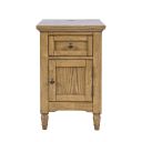 Brentwood USB Charging End Table with Storage Cabinet In Cascade Oak and Brown