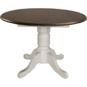 The appearance of British Isles Chalk Cocoa Bean 42" Extendable Round Dining Table designed by A-America in the transitional interior design. This white piece of furniture  was selected by 1StopBedrooms from British Isles Collection to add a touch of cosiness and style into your home. Sku: BRICO610B;BRICO610T. Table Top Shape: Round. Material: Rubberwood. Size: 42".