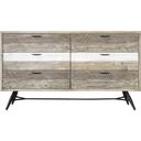 The appearance of Bridges 6 Drawer Dresser In Two Tone Acacia Wood designed by Armen Living in the modern / contemporary interior design. This two-tone gray piece of furniture was selected by 1StopBedrooms from Bridges Collection to add a touch of cosiness and style into your home. Sku: LCBRDRGR. Material: Wood.