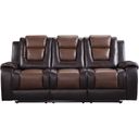 The appearance of Briscoe Light And Dark Brown Double Reclining Sofa designed by Homelegance in the modern / contemporary interior design. This brown piece of furniture was selected by 1StopBedrooms from Briscoe Collection to add a touch of cosiness and style into your home. Sku: 9470BR-3. Material: Faux Leather.