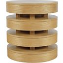 The appearance of Brix Floating Sculpture Layered Round End Table In Oak designed by Jofran in the transitional interior design. This oak piece of furniture  was selected by 1StopBedrooms from Brix Collection to add a touch of cosiness and style into your home. Sku: 2370-6OAK. Material: MDF.