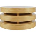 The appearance of Brix Floating Sculpture Round Layered Coffee Table with Caster Wheels In Oak designed by Jofran in the transitional interior design. This oak piece of furniture  was selected by 1StopBedrooms from Brix Collection to add a touch of cosiness and style into your home. Sku: 2370-2OAK. Material: MDF.