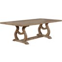 The appearance of Brockway Trestle Dining Table Barley Brown designed by Coaster in the transitional interior design. This brown piece of furniture was selected by 1StopBedrooms from Brockway Collection to add a touch of cosiness and style into your home. Sku: 110291B1;110291B2. Material: Wood. Table Top Shape: Rectangular. Size: 46" x 104".