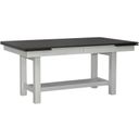 The appearance of Brook Bay Trestle Table Set In Textured White With Carbon Gray Top designed by Liberty in the transitional interior design. This gray piece of furniture was selected by 1StopBedrooms from Brook Bay Collection to add a touch of cosiness and style into your home. Sku: 182-P4094;182-T4094. Table Top Shape: Rectangular. Material: Rubberwood. Size: 94" x 40".