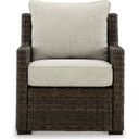 The appearance of Brook Ranch Brown Lounge Chair With Cushion designed by Signature Design by Ashley in the transitional interior design. This brown piece of furniture  was selected by 1StopBedrooms from Brook Ranch Collection to add a touch of cosiness and style into your home. Sku: P465-820. Material: Fabric.