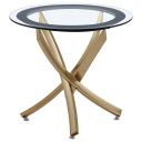 The appearance of Brooke Round Glass Top Side End Table Metal Base In Rose Brass designed by Coaster in the modern / contemporary interior design. This rose brass piece of furniture  was selected by 1StopBedrooms from Brooke Collection to add a touch of cosiness and style into your home. Sku: 707887. Material: Glass.