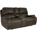 The appearance of Brookings Console Loveseat with Power Headrest and Footrest In Brown designed by New Classic in the transitional interior design. This brown piece of furniture was selected by 1StopBedrooms from Brookings Collection to add a touch of cosiness and style into your home. Sku: U093-25P2-BRN. Material: Fabric.