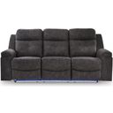 The appearance of Brysonview Reclining Sofa In Charcoal designed by Signature Design by Ashley in the modern / contemporary interior design. This charcoal piece of furniture  was selected by 1StopBedrooms from Brysonview Collection to add a touch of cosiness and style into your home. Sku: 6360588. Material: Fabric.