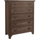 The appearance of Bungalow Folkstone 5 Drawer Chest designed by Vaughan Bassett in the transitional interior design. This folkstone piece of furniture was selected by 1StopBedrooms from Bungalow Collection to add a touch of cosiness and style into your home. Sku: 740-115. Material: Solid Hardwood.