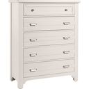 The appearance of Bungalow Lattice 5 Drawer Chest designed by Vaughan Bassett in the transitional interior design. This lattice piece of furniture was selected by 1StopBedrooms from Bungalow Collection to add a touch of cosiness and style into your home. Sku: 744-115. Material: Solid Hardwood.