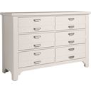 The appearance of Bungalow Lattice 6 Drawer Double Dresser designed by Vaughan Bassett in the transitional interior design. This lattice piece of furniture was selected by 1StopBedrooms from Bungalow Collection to add a touch of cosiness and style into your home. Sku: 744-001. Material: Solid Hardwood.
