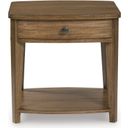 The appearance of Burkbyer End Table In Brown designed by Signature Design by Ashley in the traditional interior design. This brown piece of furniture  was selected by 1StopBedrooms from Burkbyer Collection to add a touch of cosiness and style into your home. Sku: T513-3. Material: Wood.
