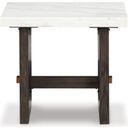The appearance of Burkhaus White And Dark Brown Rectangular End Table designed by Signature Design by Ashley in the modern / contemporary interior design. This white/dark brown piece of furniture was selected by 1StopBedrooms from Burkhaus Collection to add a touch of cosiness and style into your home. Sku: T779-3. Material: Marble.