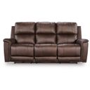 The appearance of Burnley Power Reclining Sofa In Espresso designed by Signature Design by Ashley in the modern / contemporary interior design. This espresso piece of furniture was selected by 1StopBedrooms from Burnley Collection to add a touch of cosiness and style into your home. Sku: NCU1200115. Material: Faux Leather.