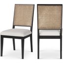 The appearance of Butterfly Cream Linen Textured Fabric Dining Chair Set of 2 In Black designed by Meridian in the transitional interior design. This black piece of furniture  was selected by 1StopBedrooms from Butterfly Collection to add a touch of cosiness and style into your home. Sku: 705Black-C. Material: Rubberwood.