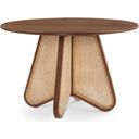 The appearance of Butterfly Dining Table In Brown designed by Meridian in the transitional interior design. This brown piece of furniture was selected by 1StopBedrooms from Butterfly Collection to add a touch of cosiness and style into your home. Sku: 705Walnut-T. Table Top Shape: Round. Material: Rubberwood. Size: 48".