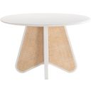 The appearance of Butterfly Dining Table In White designed by Meridian in the transitional interior design. This white piece of furniture  was selected by 1StopBedrooms from Butterfly Collection to add a touch of cosiness and style into your home. Sku: 705White-T. Table Top Shape: Round. Material: Rubberwood. Size: 48".