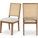 The appearance of Butterfly Linen Textured Fabric Dining Chair Set of 2 In Cream designed by Meridian in the transitional interior design. This cream piece of furniture was selected by 1StopBedrooms from Butterfly Collection to add a touch of cosiness and style into your home. Sku: 705Walnut-C. Material: Rubberwood.
