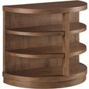 The appearance of Caden Demilune End Table In Spiced Caramel designed by Aspenhome in the modern / contemporary interior design. This caramel piece of furniture  was selected by 1StopBedrooms from Caden Collection to add a touch of cosiness and style into your home. Sku: I3224-9141. Material: Wood.
