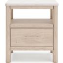 The appearance of Cadmori Nightstand In Two-tone designed by Signature Design by Ashley in the transitional interior design. This two-tone piece of furniture  was selected by 1StopBedrooms from Cadmori Collection to add a touch of cosiness and style into your home. Sku: B2615-91. Material: Marble.