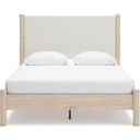 The appearance of Cadmori Queen Upholstered Panel Bed In Two-tone designed by Signature Design by Ashley in the transitional interior design. This two-tone piece of furniture  was selected by 1StopBedrooms from Cadmori Collection to add a touch of cosiness and style into your home. Sku: B100-13;B2615-54;B2615-57. Bed Type: Panel Bed. Material: Fabric. Bed Size: Queen.