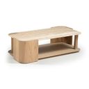 Calabria Marble and Oak Wood Coffee Table In Beige and Natural