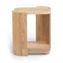 Calabria Marble and Oak Wood End Table In Beige and Natural