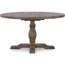 The appearance of Caleb 55 Inch Round Dining Table In Distressed Brown designed by Classic Home in the transitional interior design. This distressed brown piece of furniture was selected by 1StopBedrooms from Caleb Collection to add a touch of cosiness and style into your home. Sku: 51030183. Table Top Shape: Round. Size: 55". Material: Reclaimed Pine.
